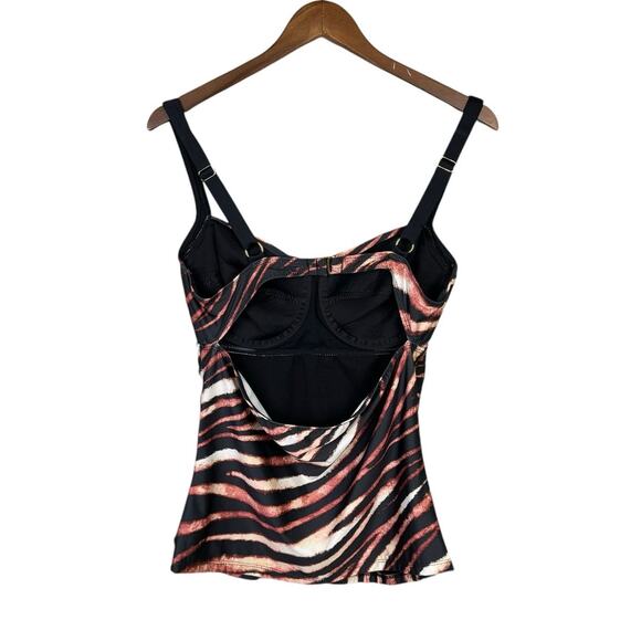 Antonio Melani NWT Tiger Animal Print Underwire Cut Out Tankini Swimsuit Top - Picture 7 of 13